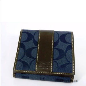 Coach Signature Stripe Blue/Brown Wallet #6056